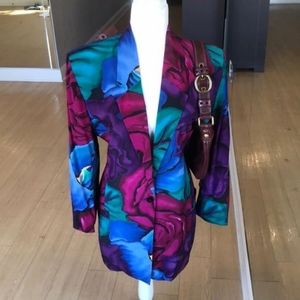 Vintage Brillant Colored 100% SILK Jacket by Linda Allard for ELLEN TRACEY-Sz14